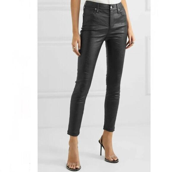 RTA NWOT Women's Black Cropped Stretch Leather Slim Pants Size 6 - Picture 1 of 8